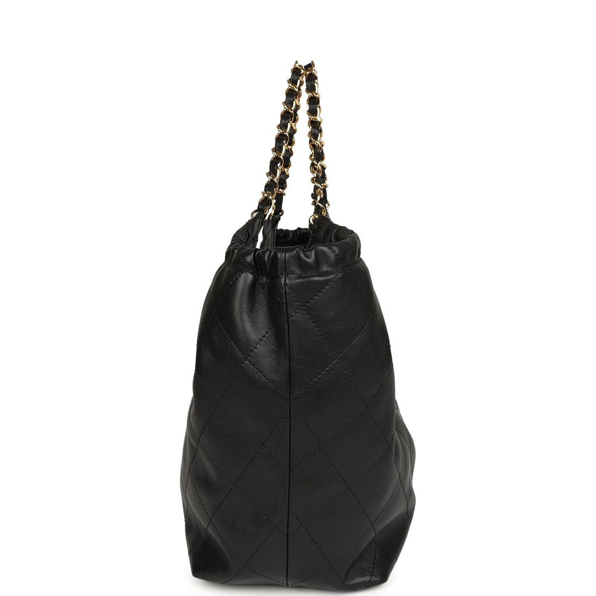 Chanel Small CC Cabas Hobo Bag Black Calfskin Gold Hardware
