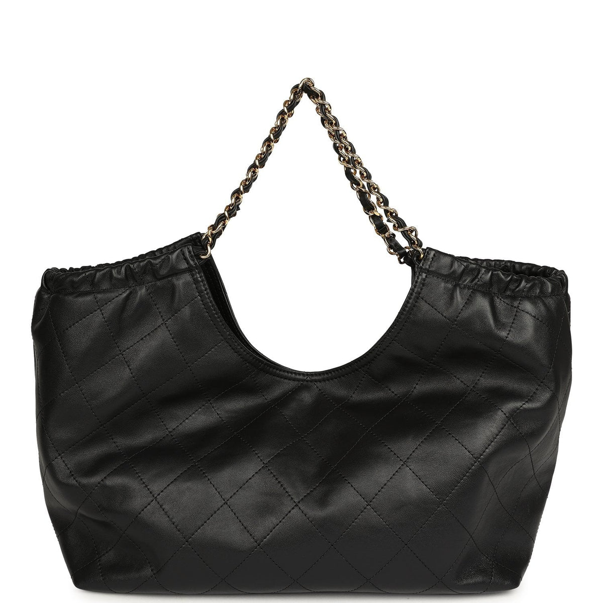 Chanel Small CC Cabas Hobo Bag Black Calfskin Gold Hardware