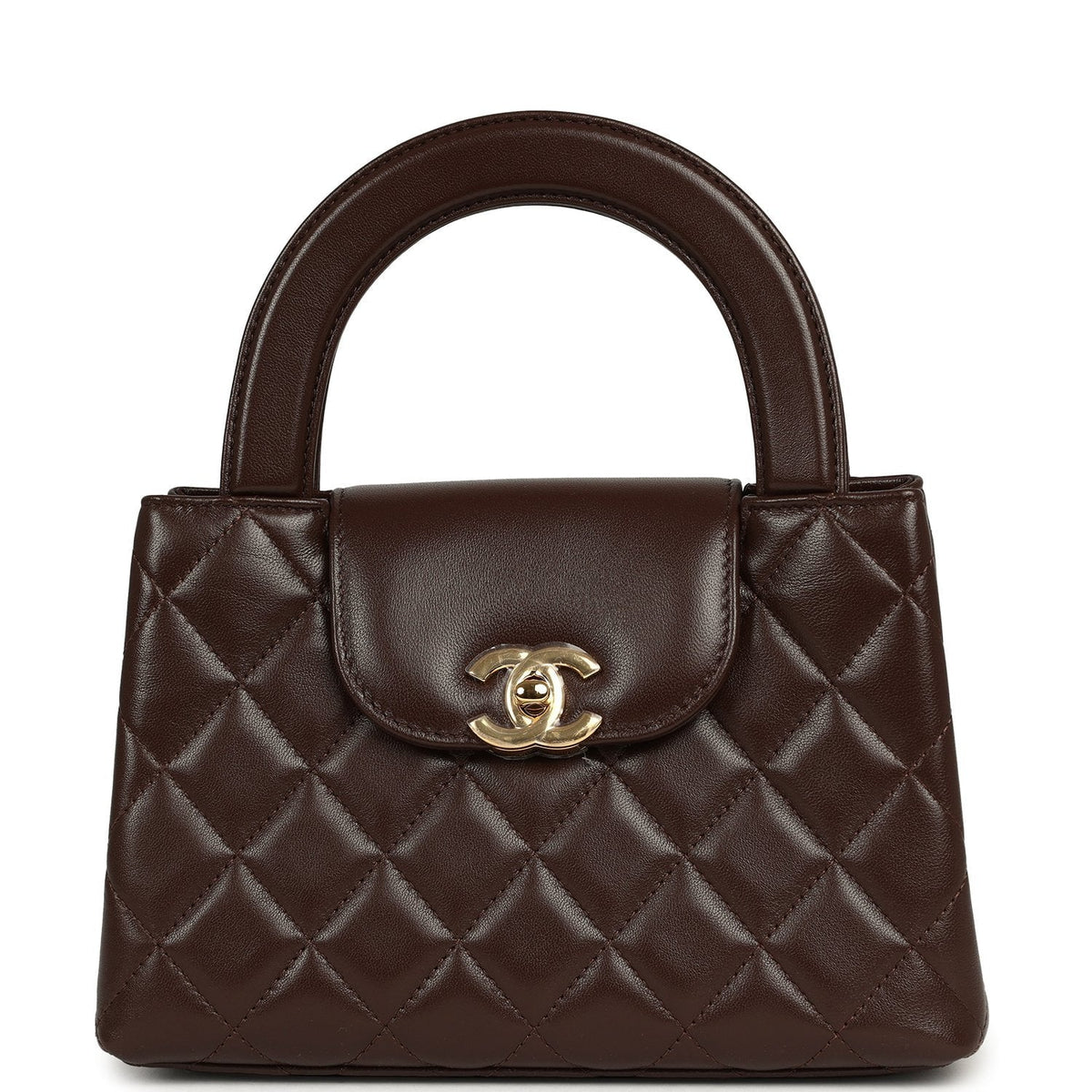Chanel Small Kelly Shopper Dark Brown Lambskin Gold Hardware