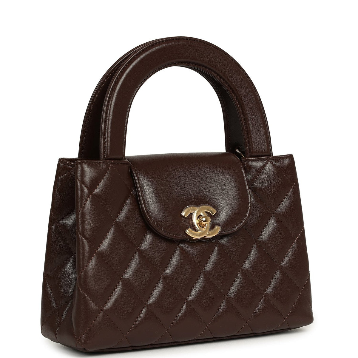 Chanel Small Kelly Shopper Dark Brown Lambskin Gold Hardware