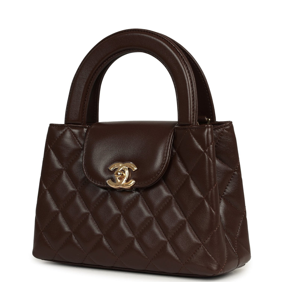 Chanel Small Kelly Shopper Dark Brown Lambskin Gold Hardware