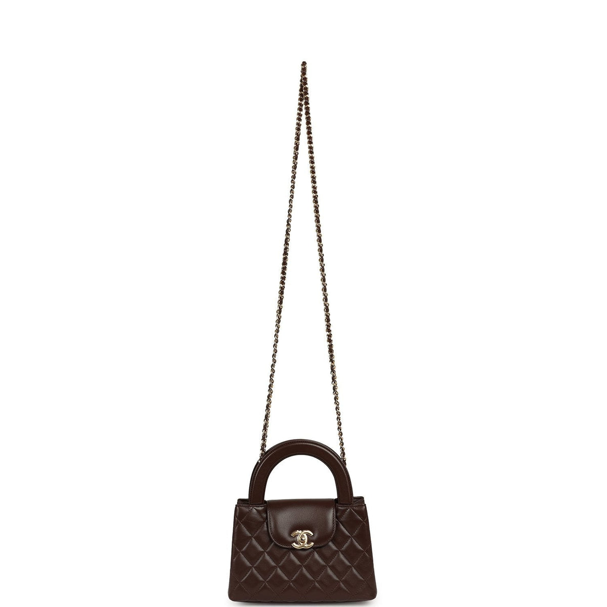 Chanel Small Kelly Shopper Dark Brown Lambskin Gold Hardware