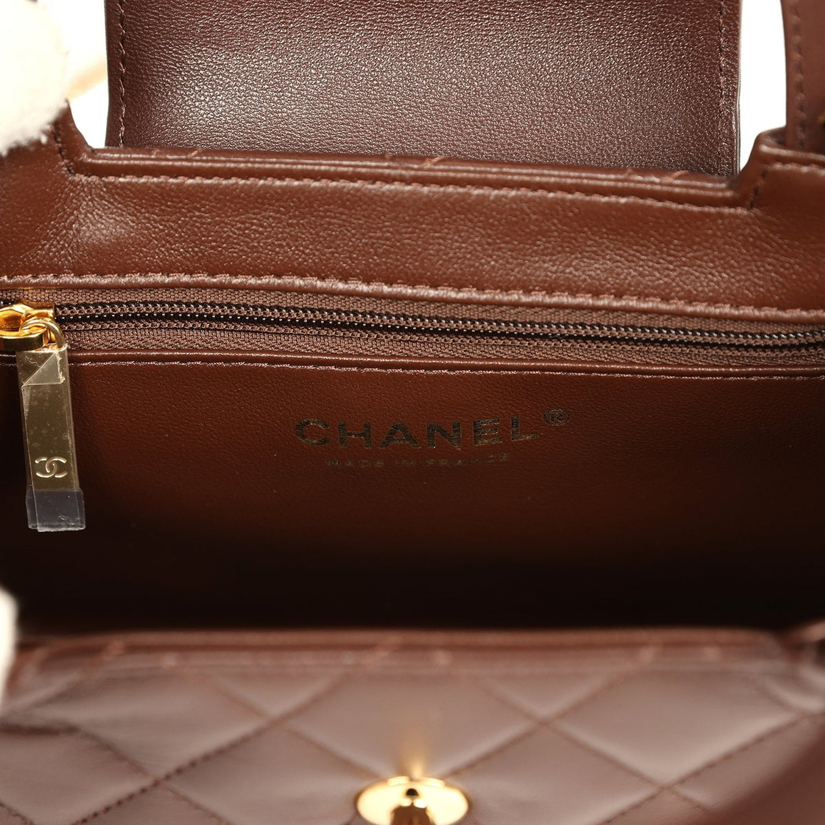 Chanel Small Kelly Shopper Dark Brown Lambskin Gold Hardware