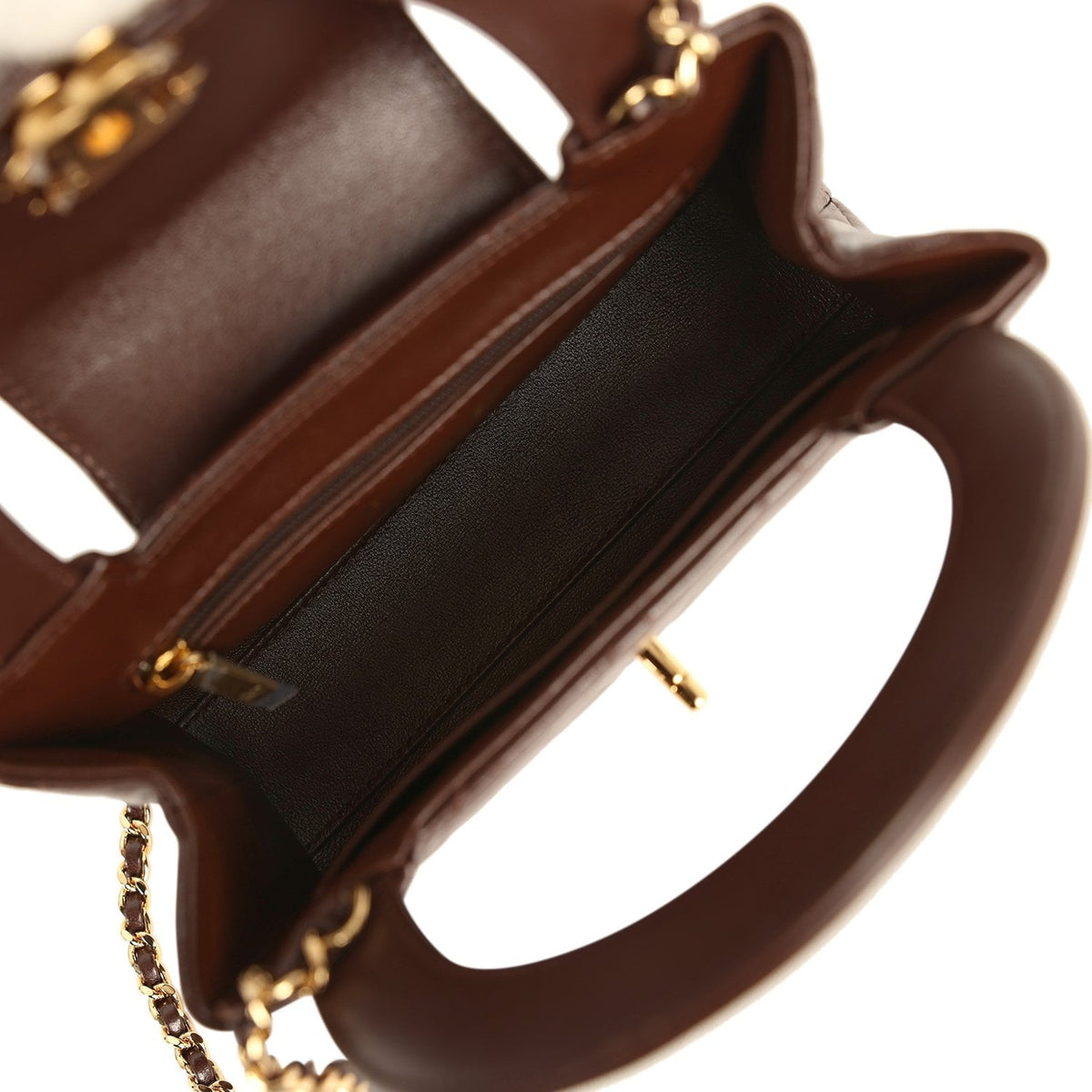 Chanel Small Kelly Shopper Dark Brown Lambskin Gold Hardware