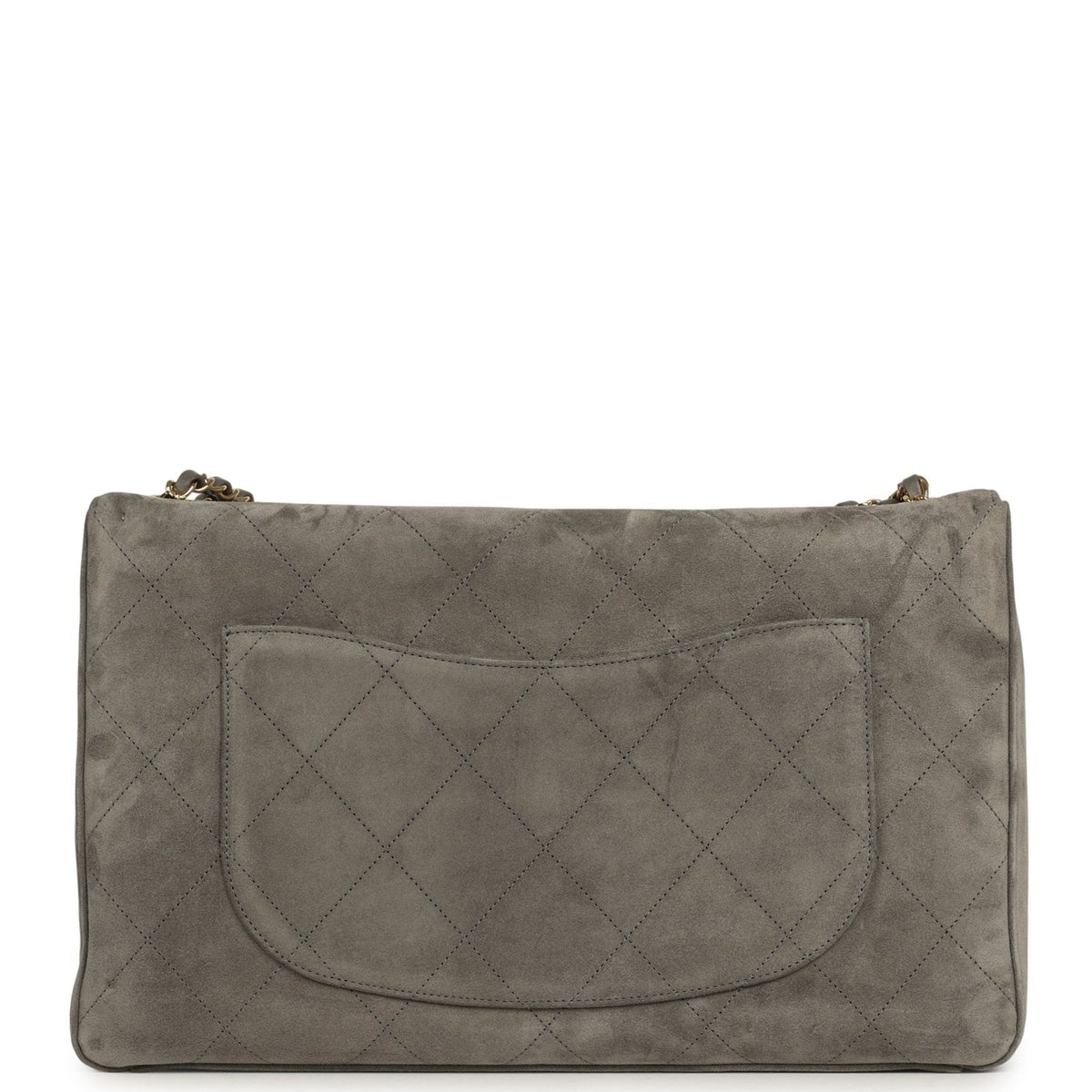 Chanel Maxi "Souplissimo" Large Flap Bag Dark Grey Suede Gold Hardware