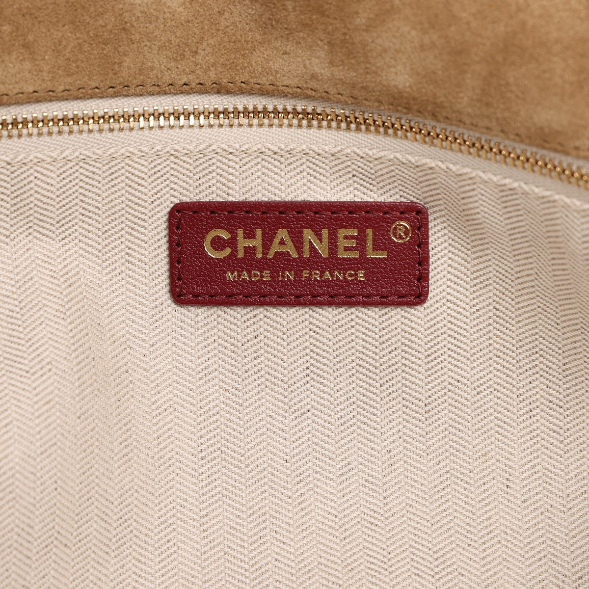 Chanel Small CC Cabas Hobo Bag Dark Beige Suede Gold Hardware