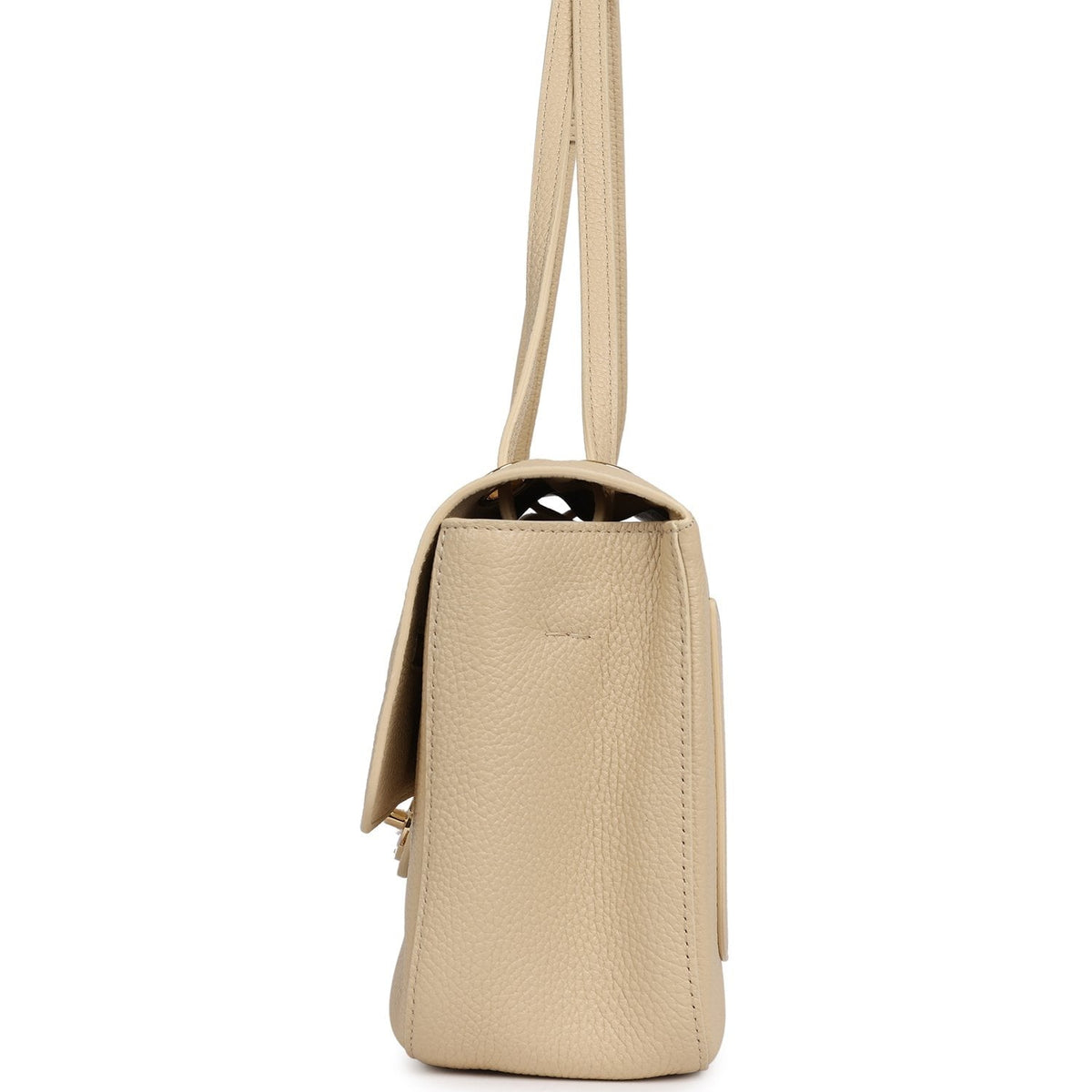 Chanel Maxi "Souplissimo" Small Flap Bag Light Beige Grained Calfskin Gold Hardware