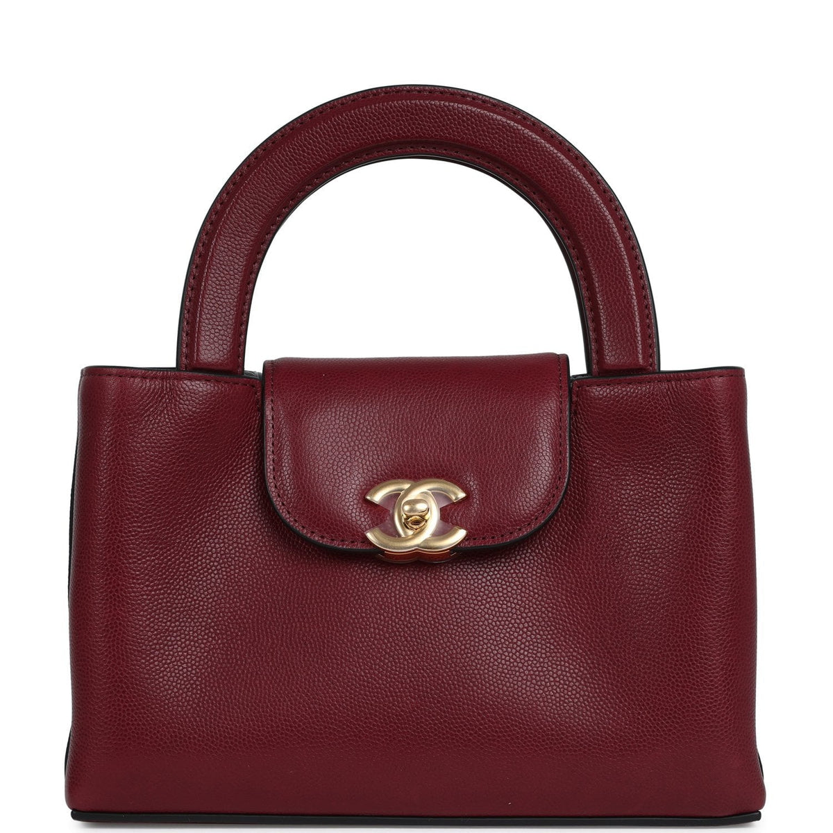 Chanel Small Kelly Shopper Dark Burgundy Caviar Gold Hardware