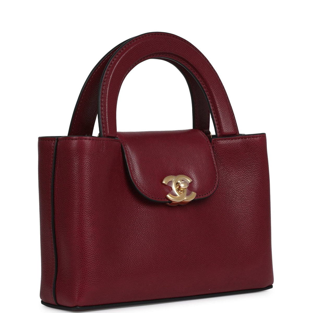 Chanel Small Kelly Shopper Dark Burgundy Caviar Gold Hardware
