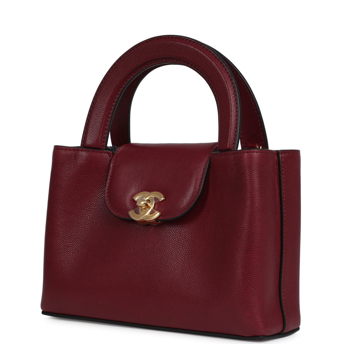 Chanel Small Kelly Shopper Dark Burgundy Caviar Gold Hardware