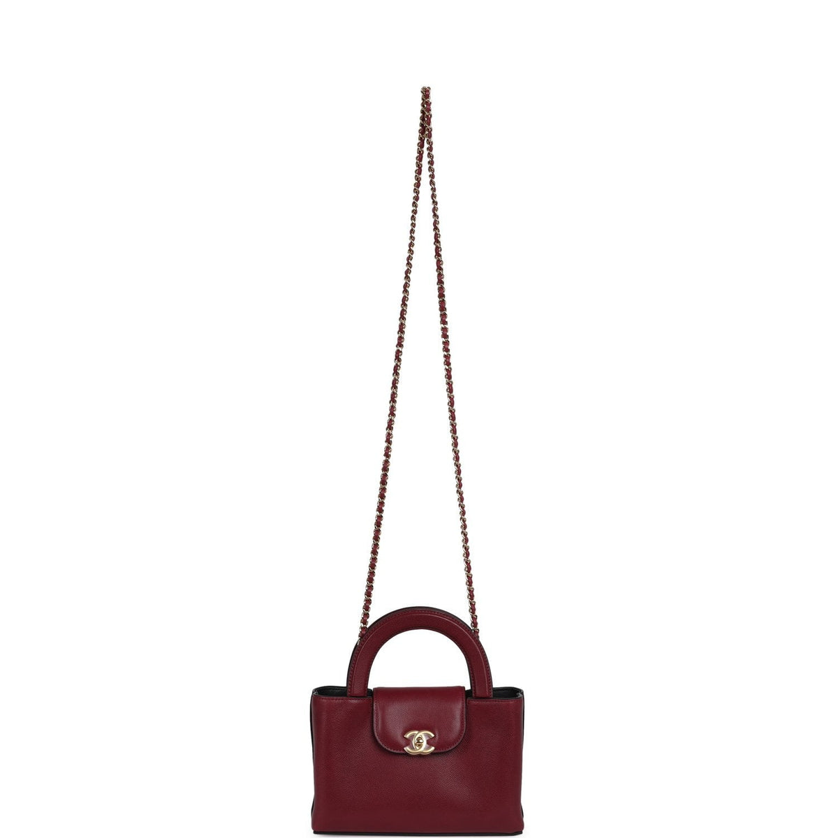 Chanel Small Kelly Shopper Dark Burgundy Caviar Gold Hardware