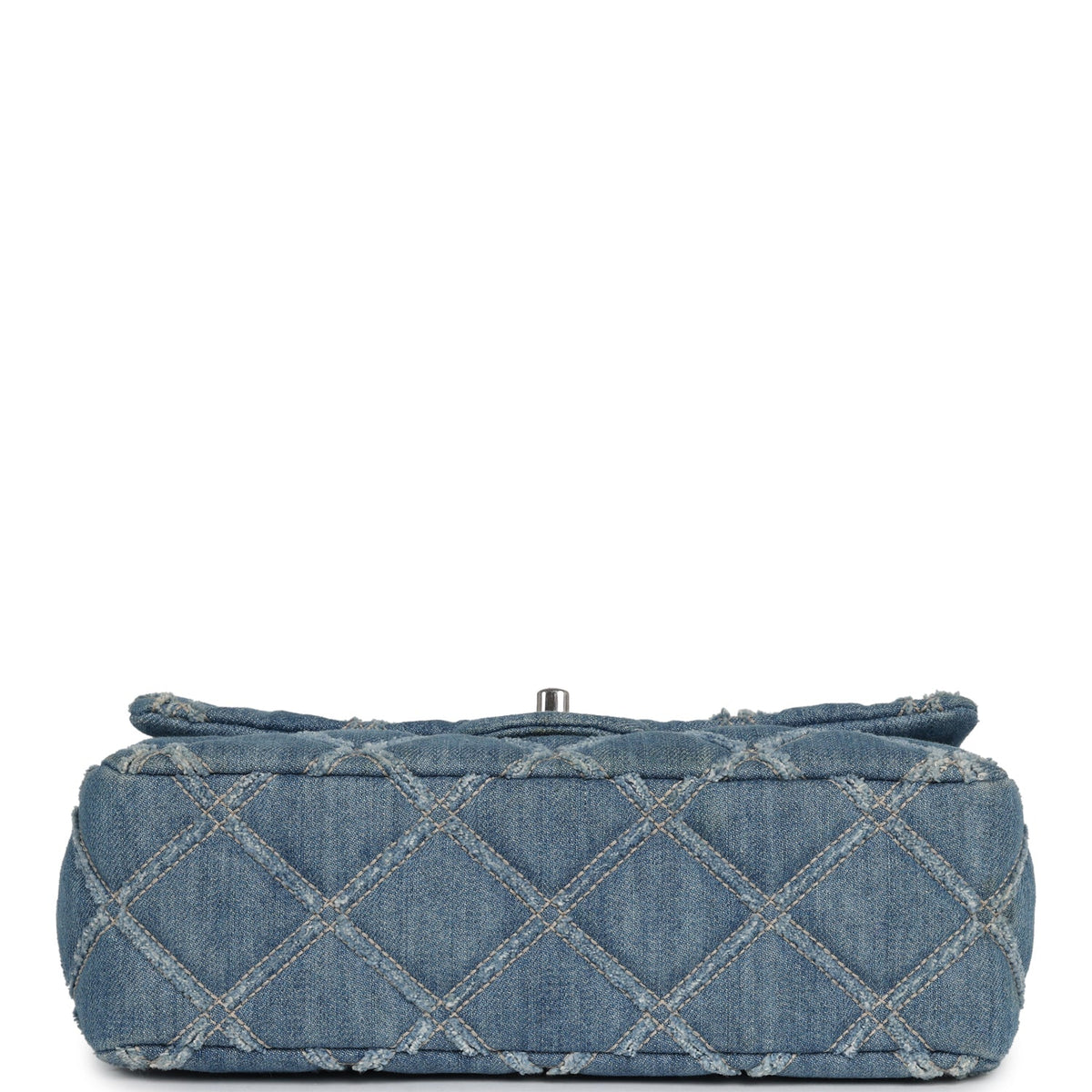 Pre-owned Chanel Medium Distressed Flap Bag Blue Denim Silver Hardware