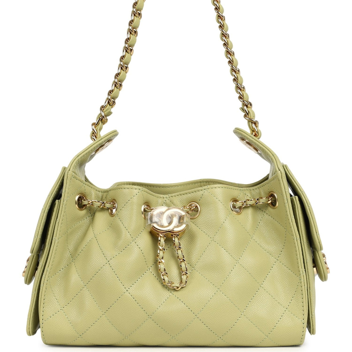 Chanel Mini 25 Hobo Bag Green Caviar Gold Hardware