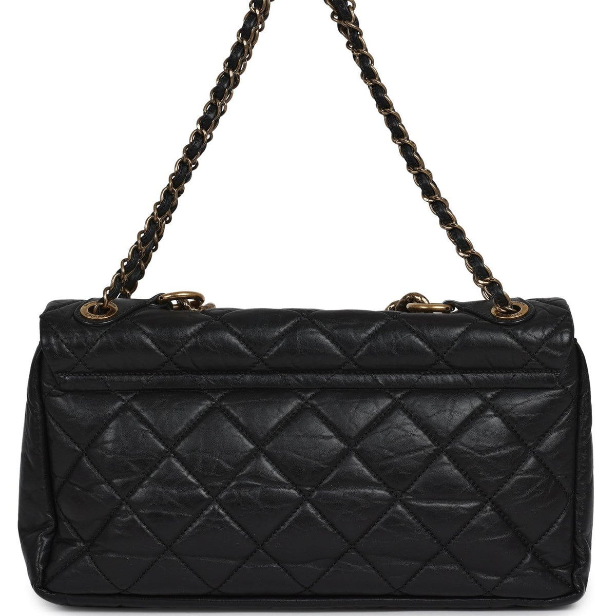 Pre-owned Chanel Medium "Paris-Bombay" Pondicherry Flap Bag Black Aged Calfskin Antique Gold Hardware