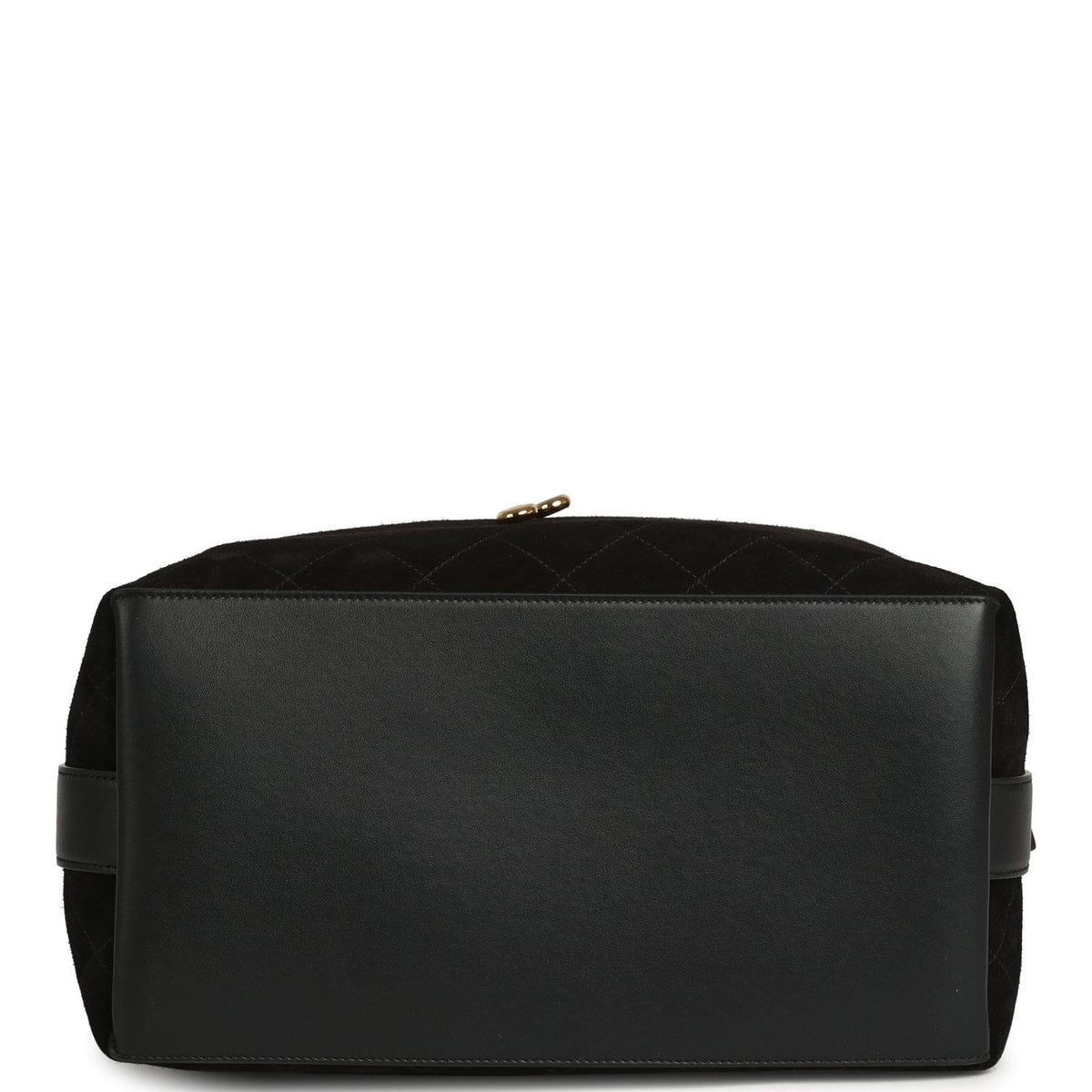 Chanel Large "CC Loop" Drawstring Bucket Bag with Leather Strap Black Suede Gold Hardware