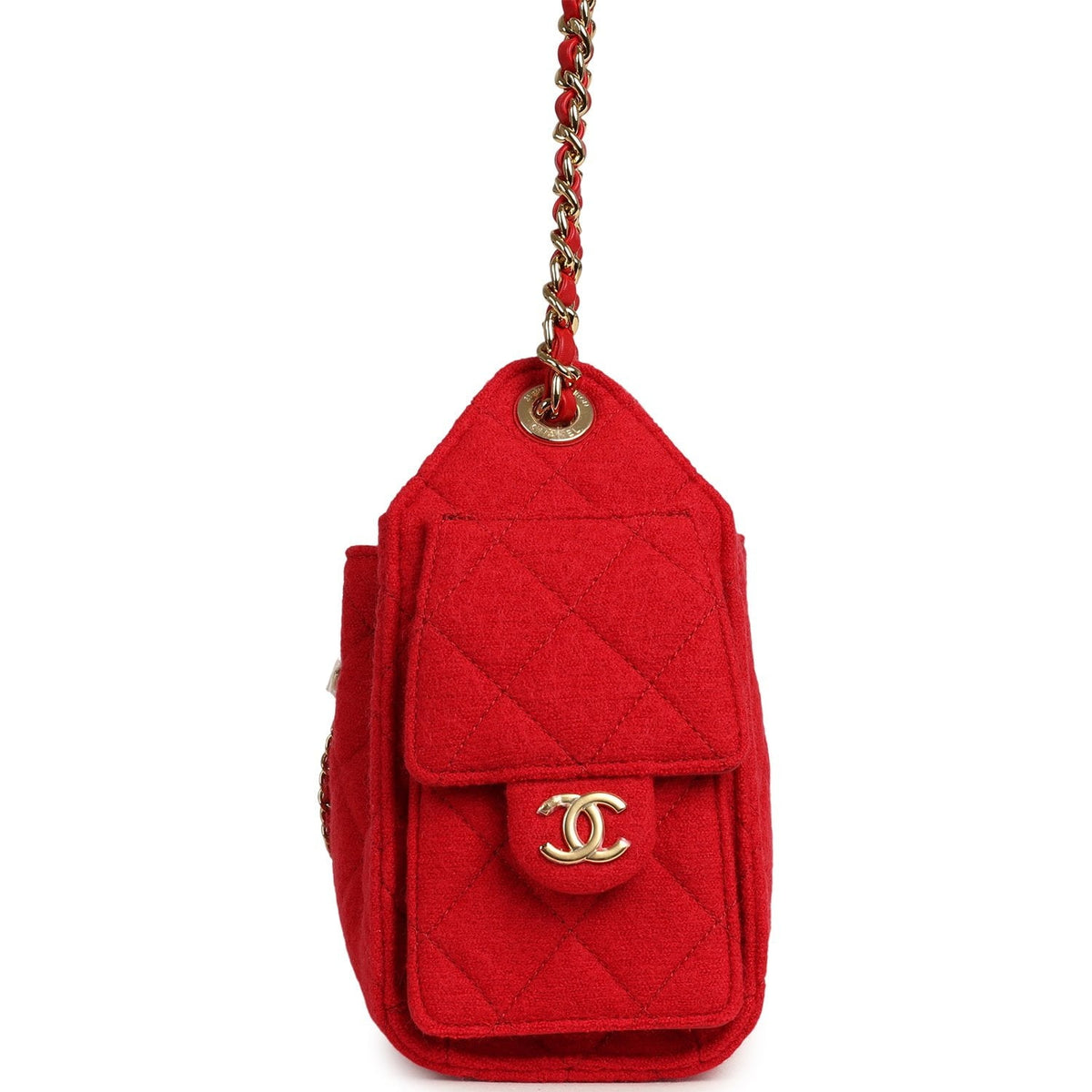 Chanel Mini 25 Hobo Bag Red Wool Felt Gold Hardware