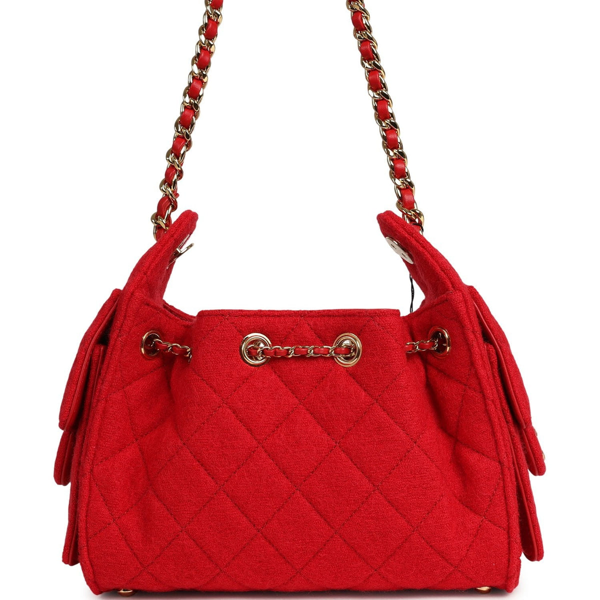 Chanel Mini 25 Hobo Bag Red Wool Felt Gold Hardware