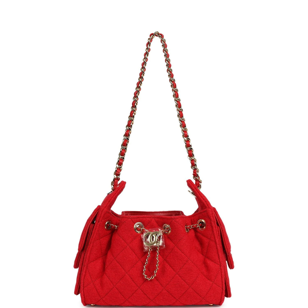 Chanel Mini 25 Hobo Bag Red Wool Felt Gold Hardware