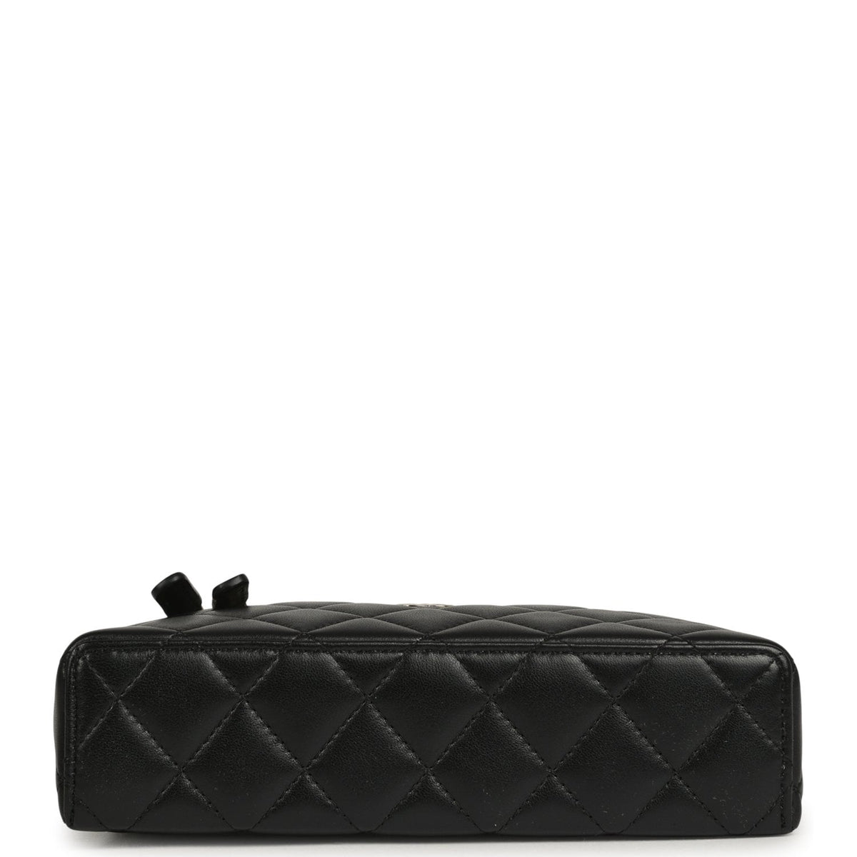 Chanel Top Handle Long Vanity Case with Chain Black Lambskin Light Gold Hardware