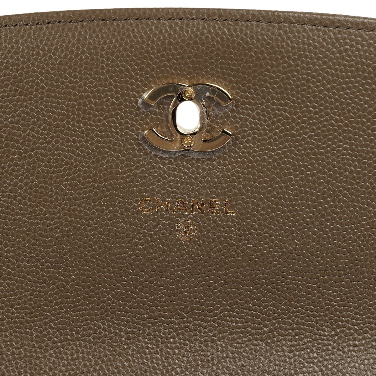 Chanel Trendy Top Handle Clutch with Chain Dark Khaki Caviar Gold Hardware