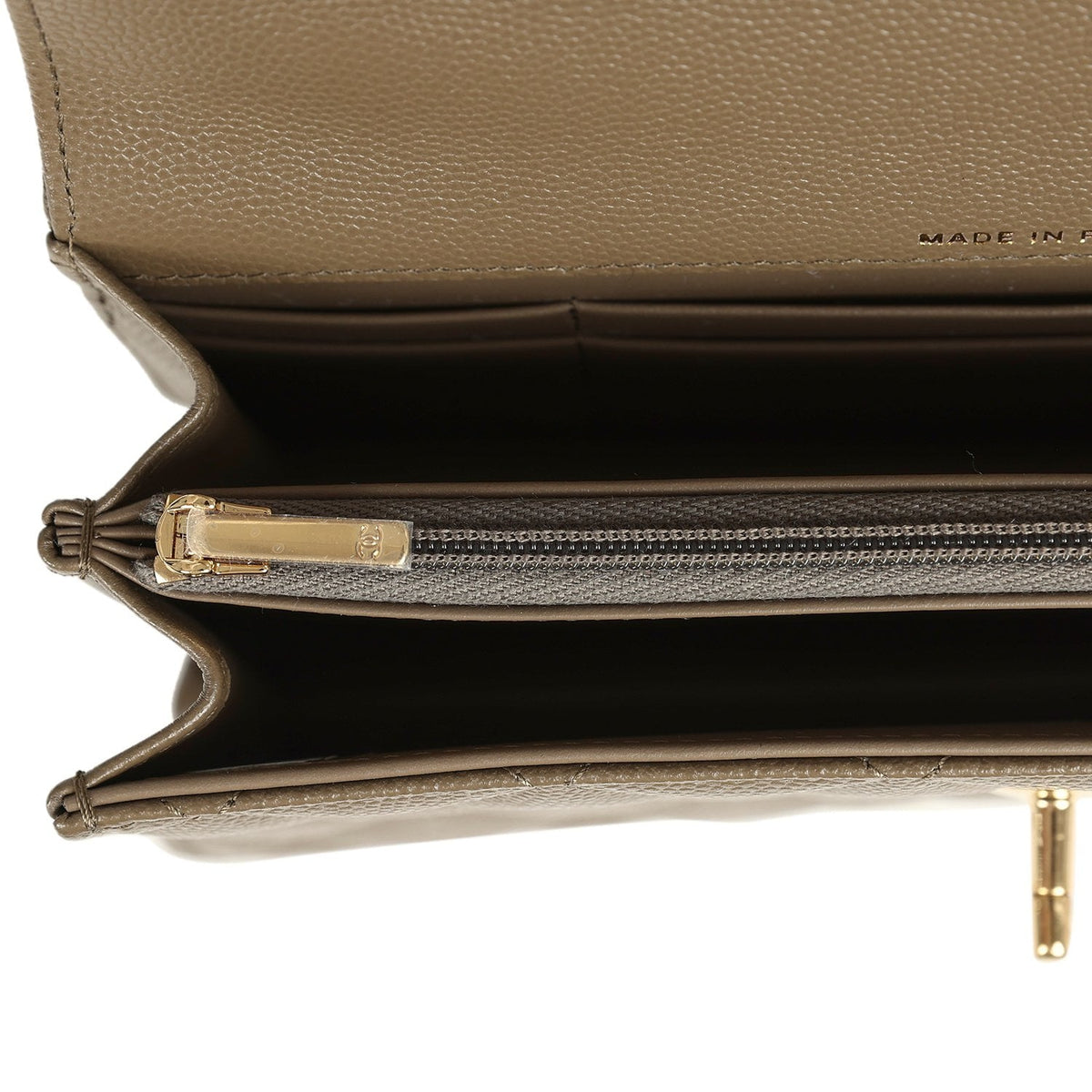 Chanel Trendy Top Handle Clutch with Chain Dark Khaki Caviar Gold Hardware