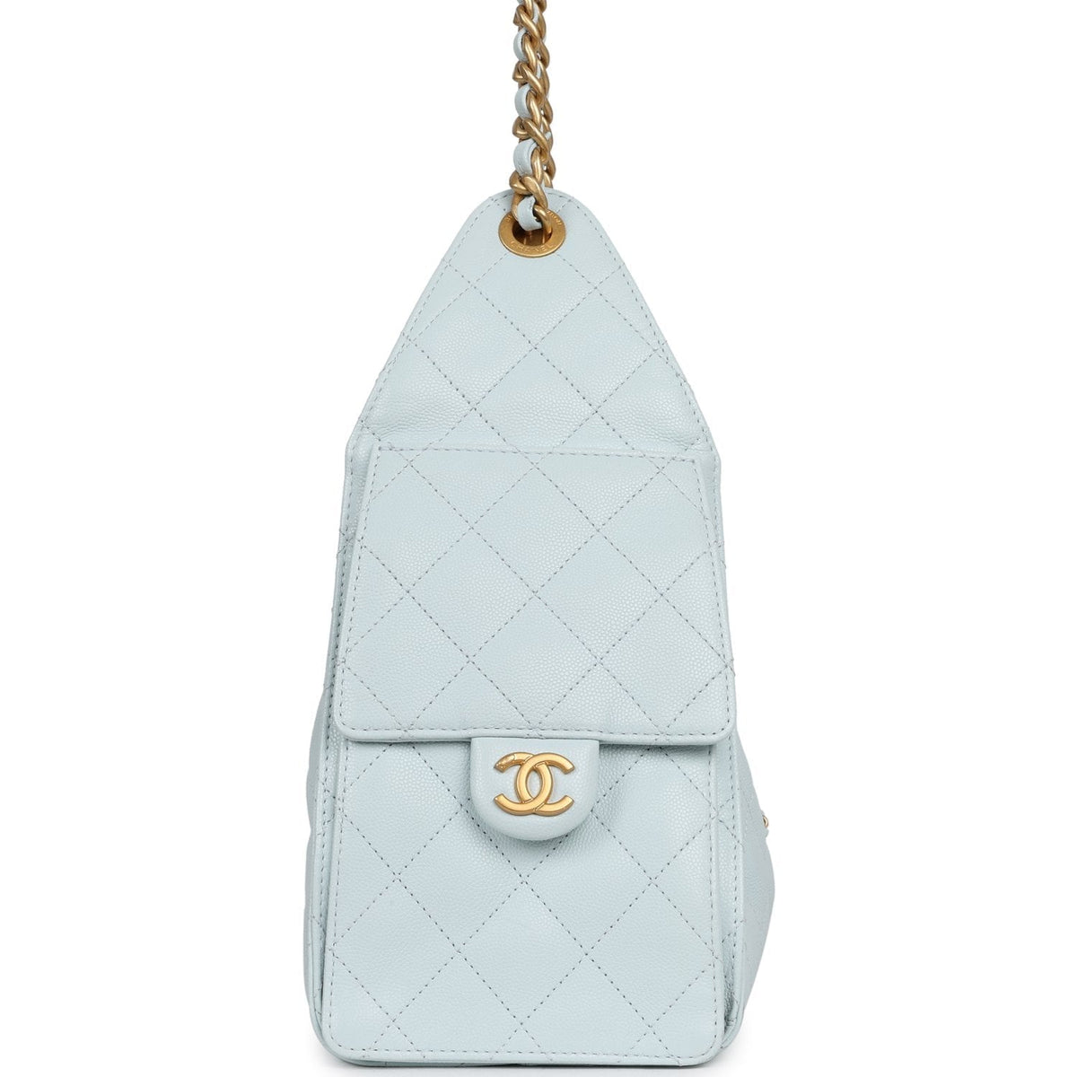 Pre-owned Chanel Small 25 Hobo Bag Light Blue Caviar Antique Gold Hardware