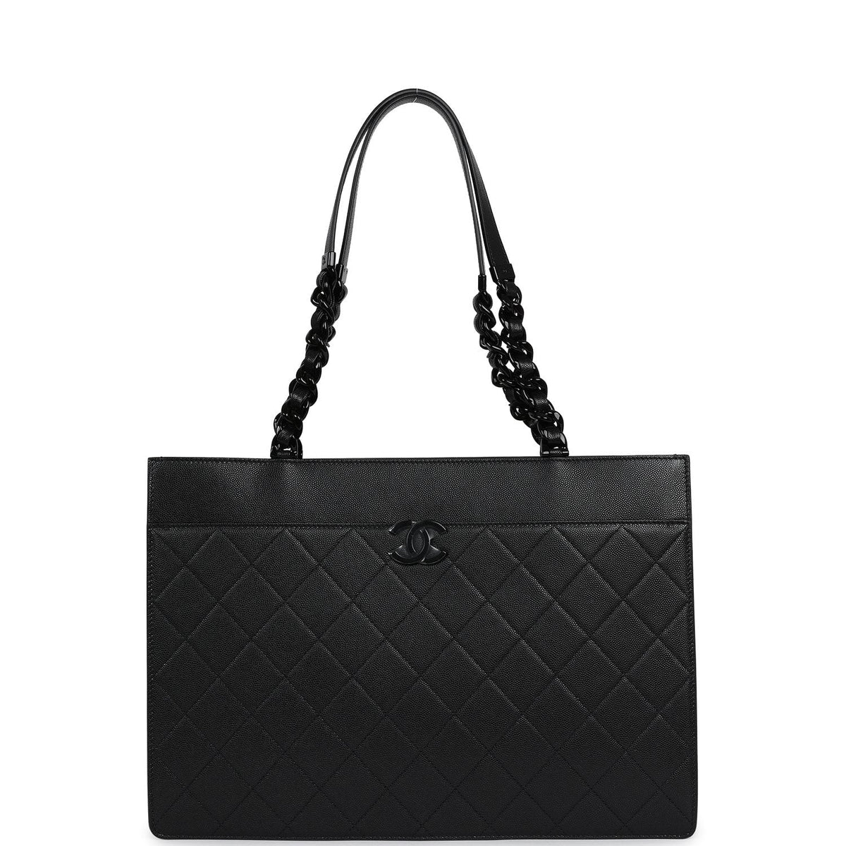 Chanel Large "My Everything" Shopping Tote So Black Caviar Black Hardware