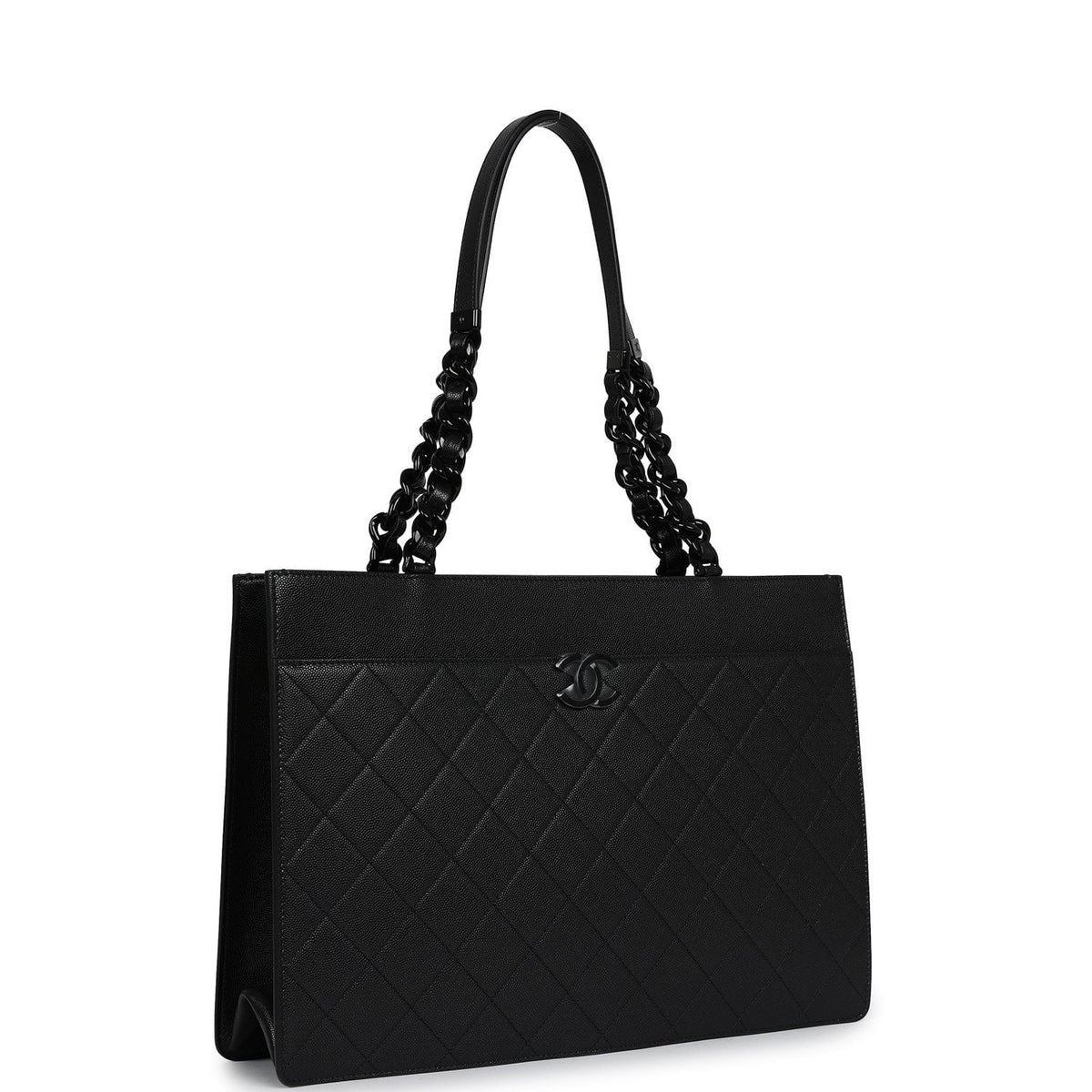Chanel Large "My Everything" Shopping Tote So Black Caviar Black Hardware