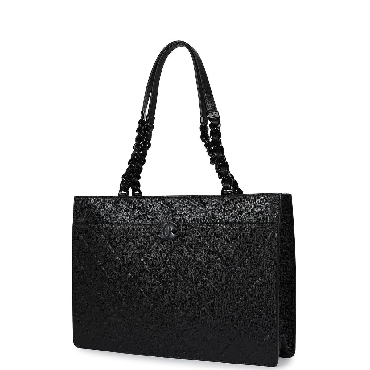 Chanel Large "My Everything" Shopping Tote So Black Caviar Black Hardware