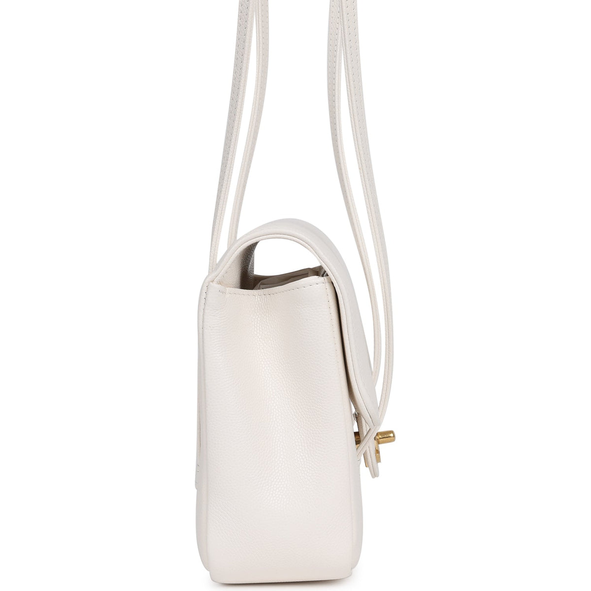 Chanel Small Preppy Coco Flap Bag White Shiny Caviar Brushed Gold Hardware
