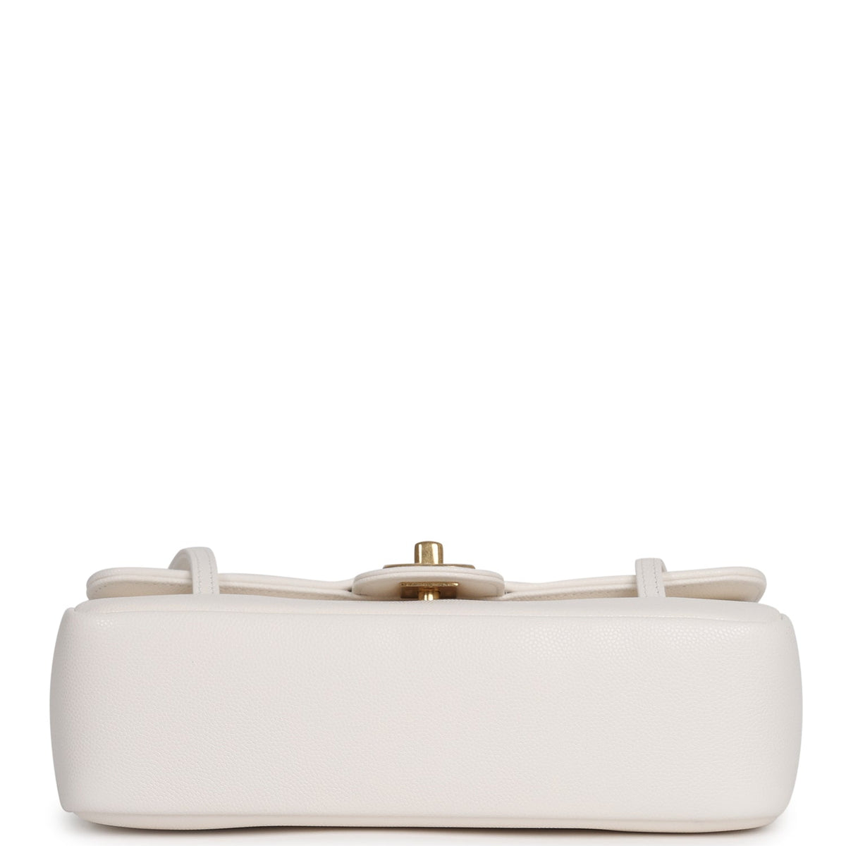 Chanel Small Preppy Coco Flap Bag White Shiny Caviar Brushed Gold Hardware