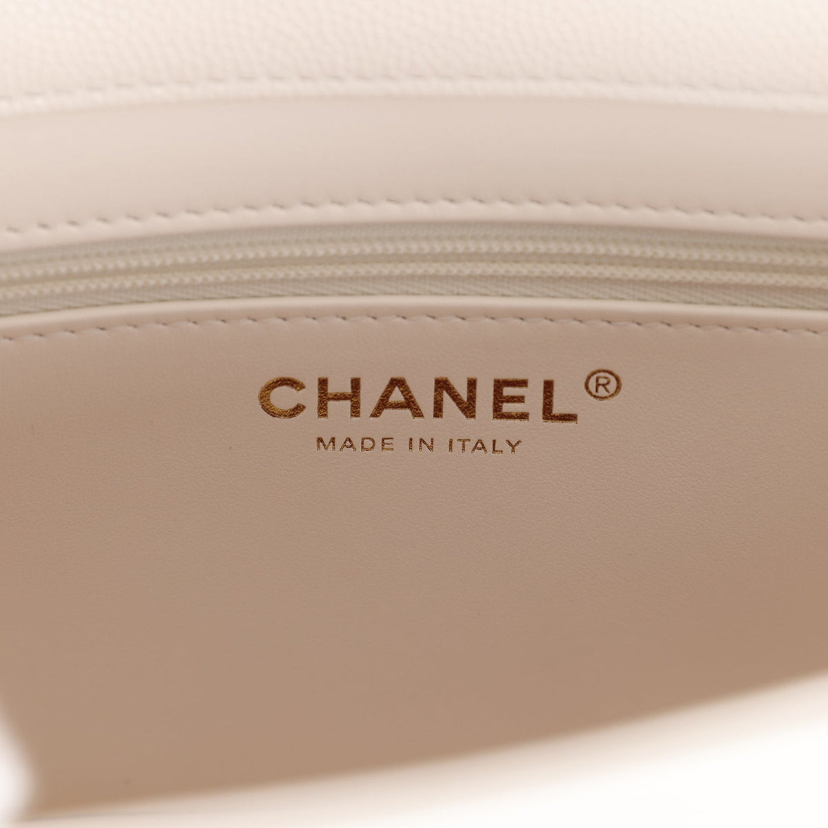 Chanel Small Preppy Coco Flap Bag White Shiny Caviar Brushed Gold Hardware