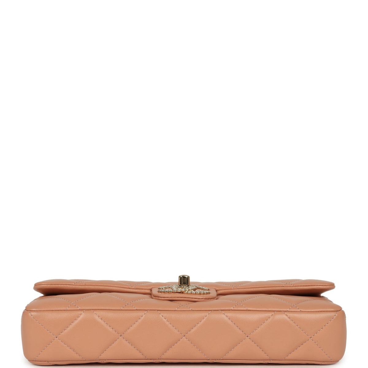 Chanel East West CC Pearl Clutch with Chain Beige Shiny Lambskin Gold Hardware