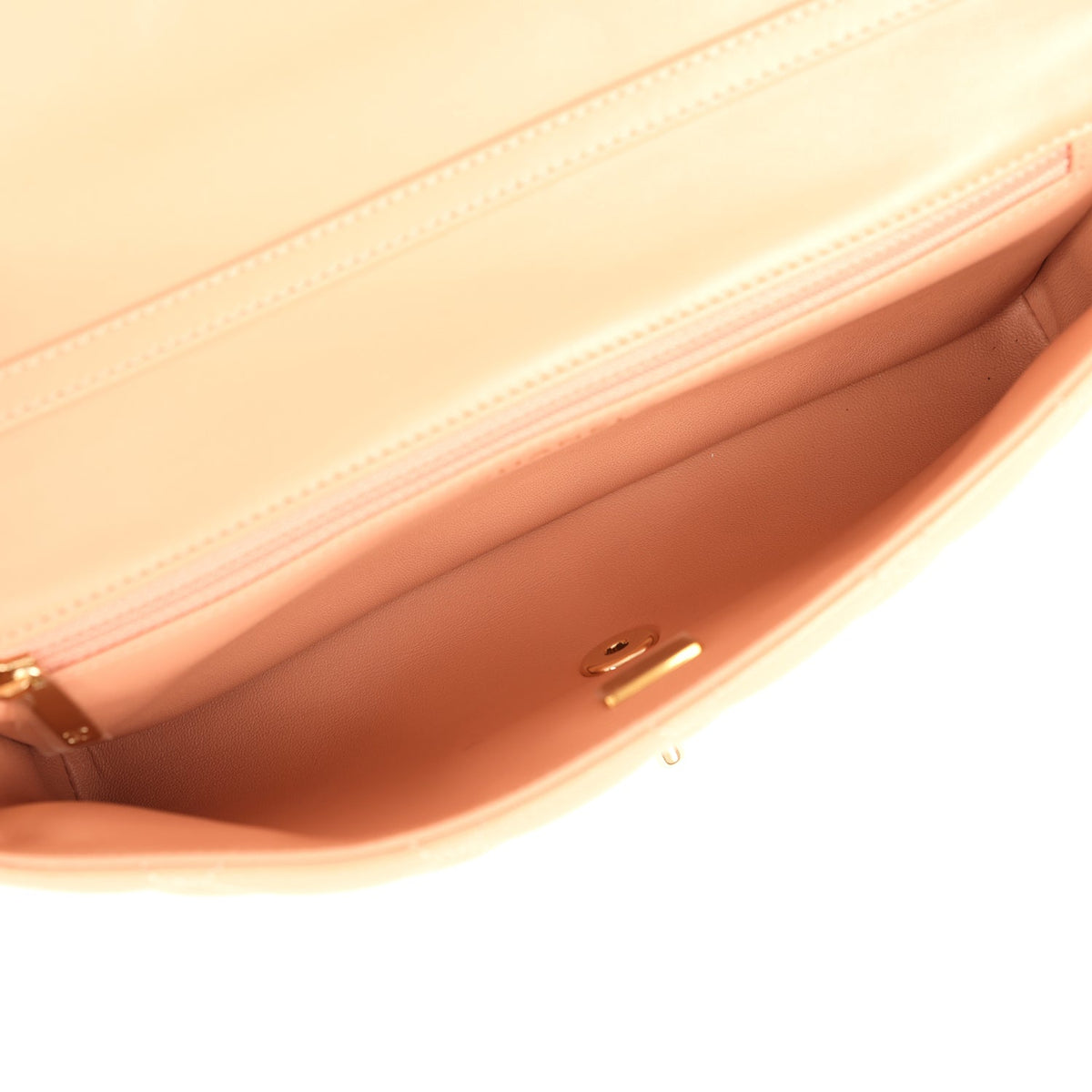 Chanel East West CC Pearl Clutch with Chain Beige Shiny Lambskin Gold Hardware