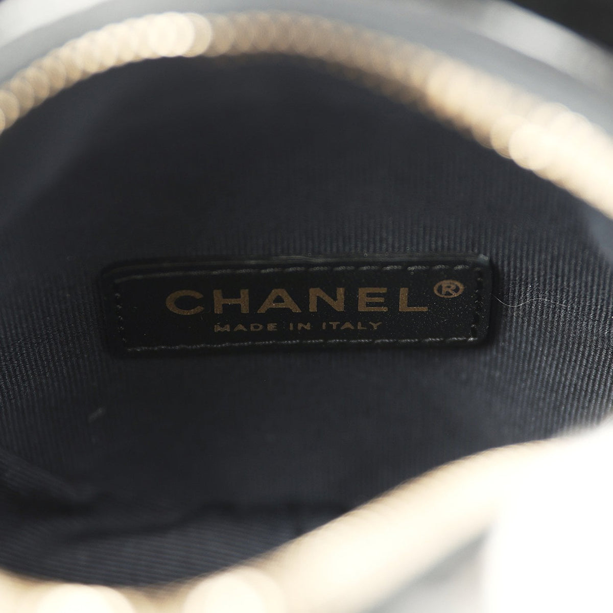 Chanel Camellia Round Clutch with Chain Black Patent Aged Calfskin Brushed Gold Hardware