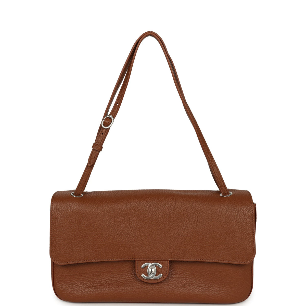 Chanel Maxi "Souplissimo" Small Flap Bag Camel Grained Calfskin Silver Hardware