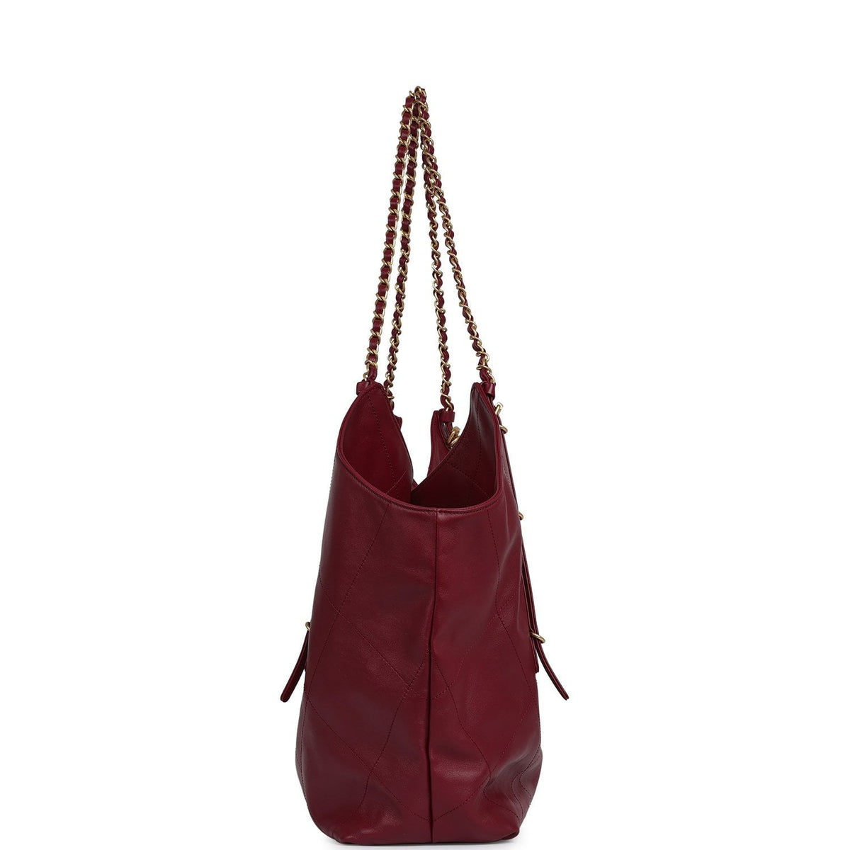 Chanel Maxi Coco Shopping Bag Burgundy Shiny Calfskin Antique Gold Hardware