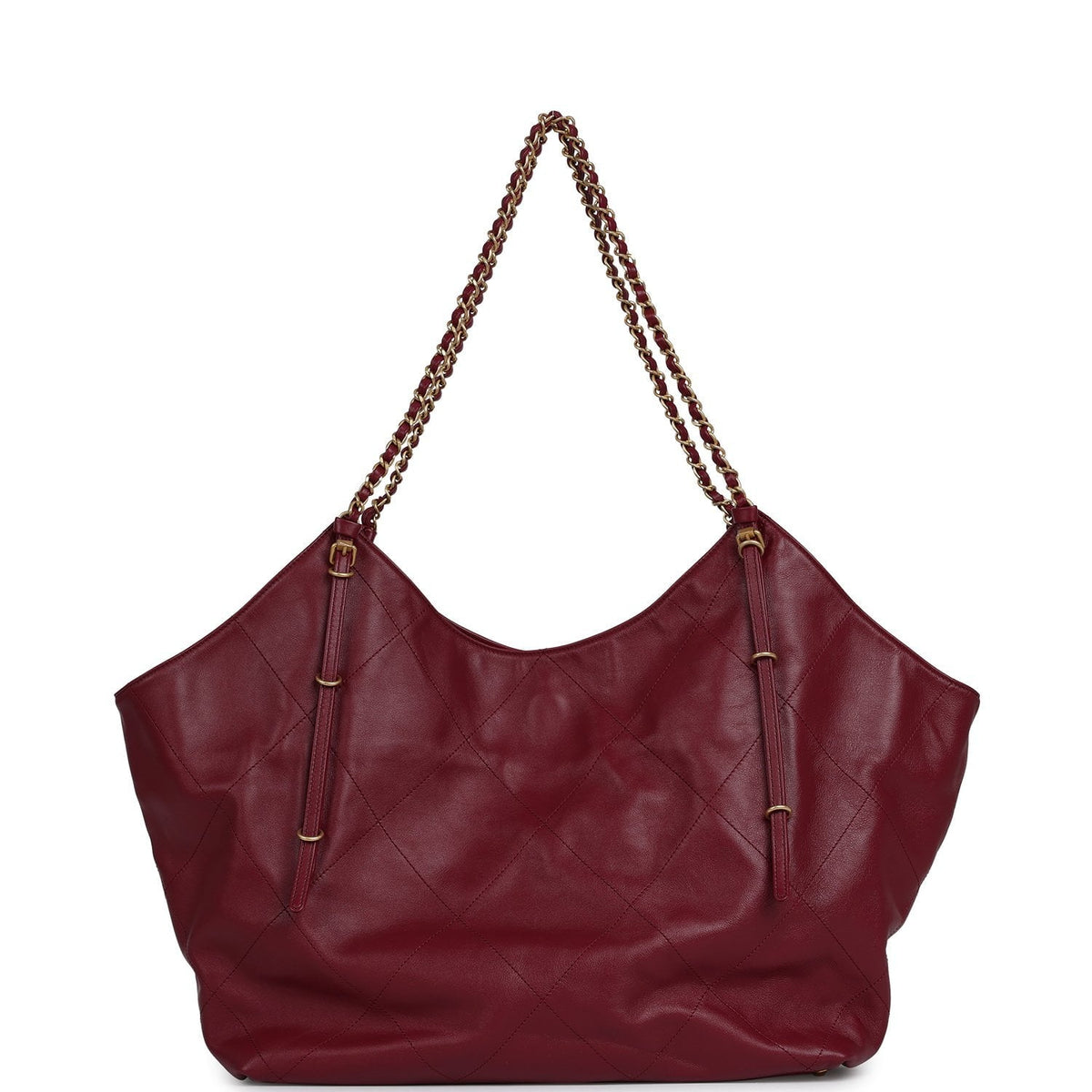 Chanel Maxi Coco Shopping Bag Burgundy Shiny Calfskin Antique Gold Hardware