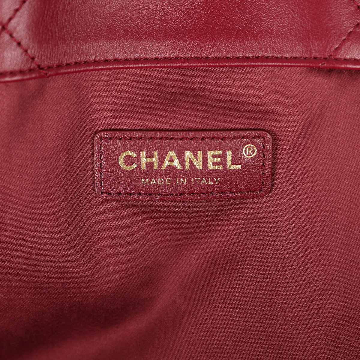 Chanel Maxi Coco Shopping Bag Burgundy Shiny Calfskin Antique Gold Hardware