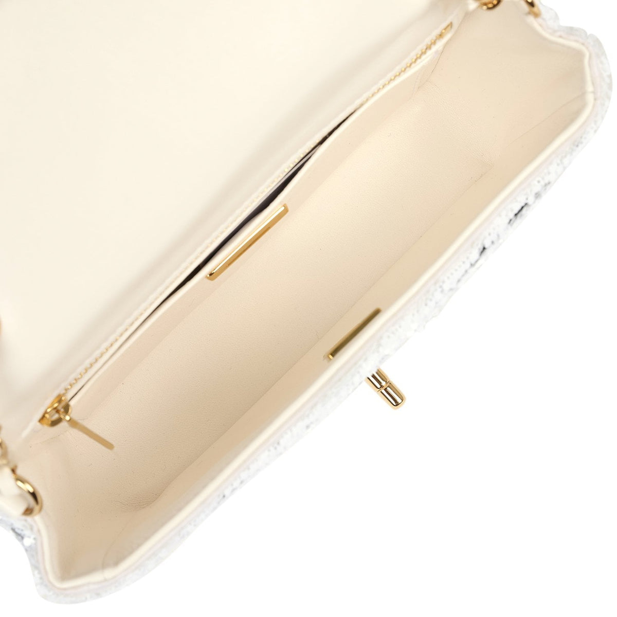 Chanel Mini Rectangular Flap Bag White, Black Sequins Gold Hardware