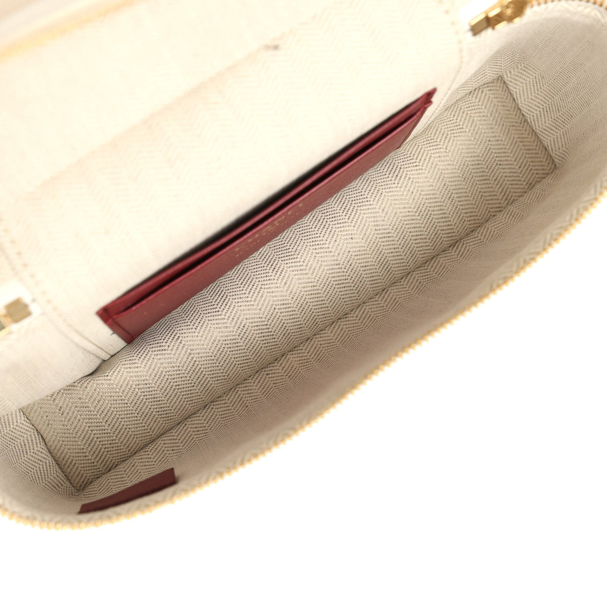 Chanel "Supple" Top Handle Long Vanity Case with Chain White Grained Calfskin Gold Hardware