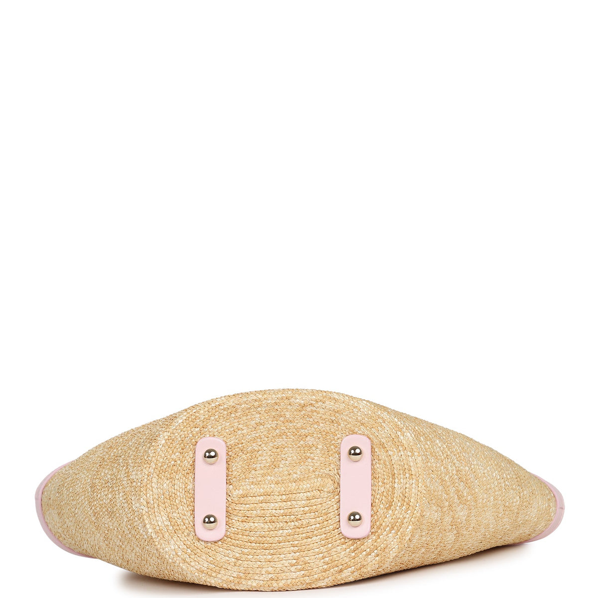 Chanel Small Shopping Tote Bag Beige Raffia and Light Pink Lambskin Light Gold Hardware