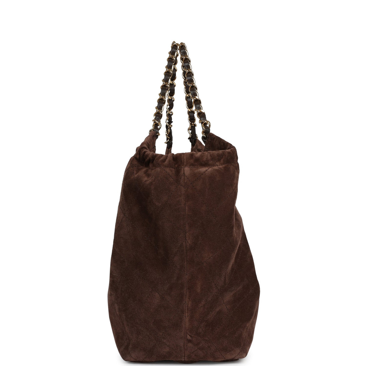 Chanel Small CC Cabas Hobo Bag Dark Brown Suede Gold Hardware
