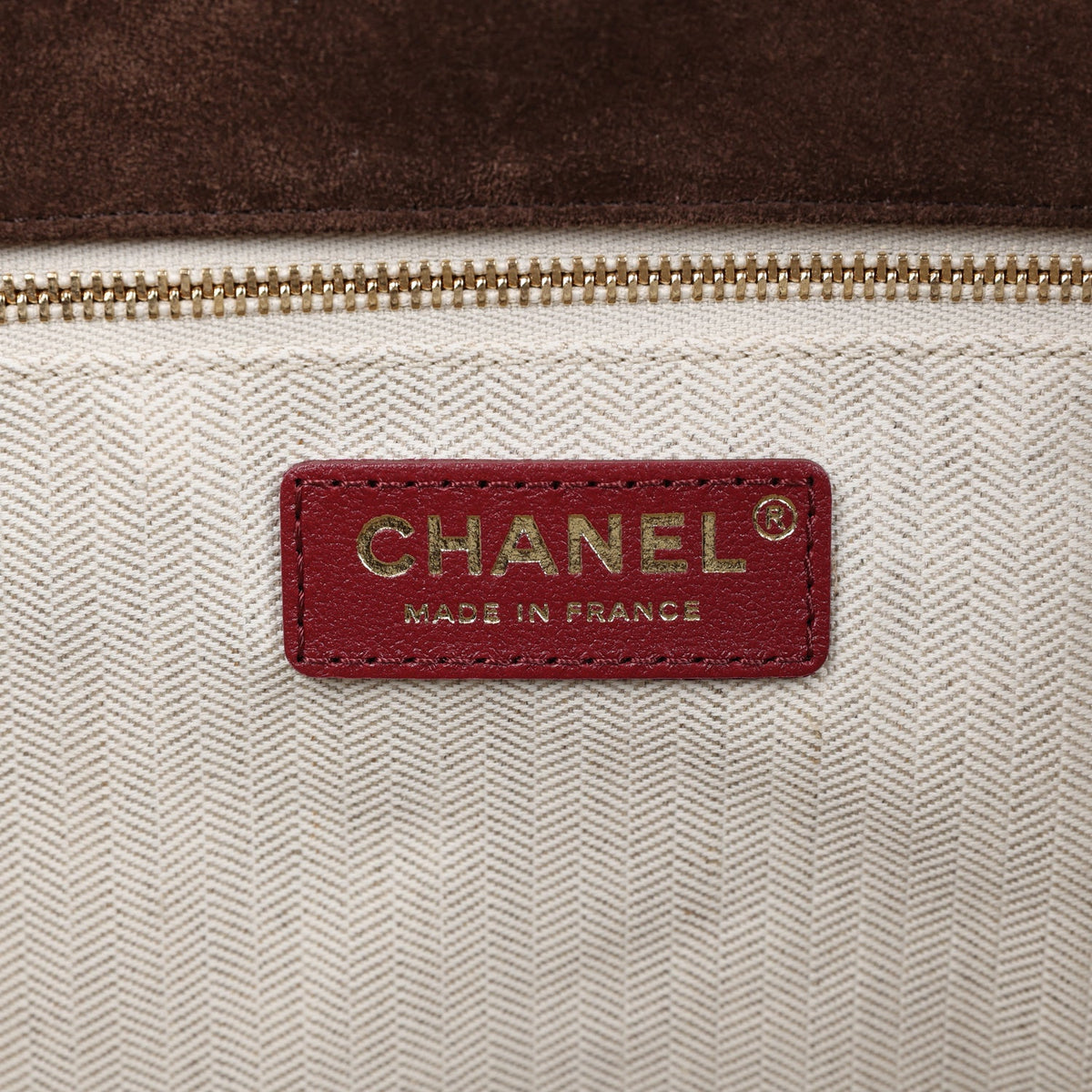 Chanel Small CC Cabas Hobo Bag Dark Brown Suede Gold Hardware