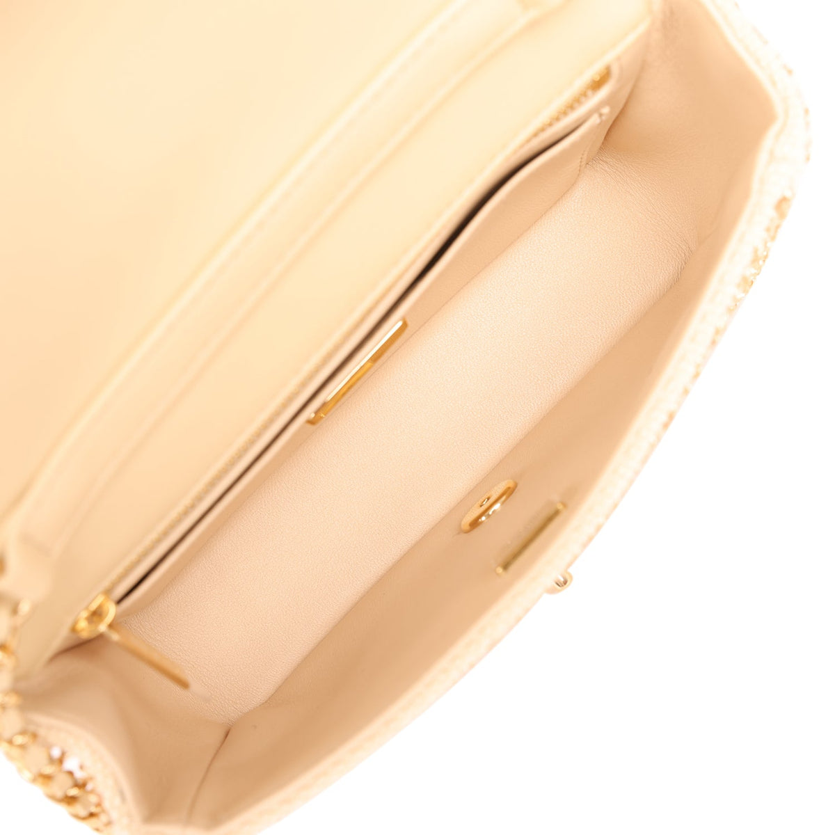 Chanel Mini Rectangular "Macrame Chain" Flap Bag Golden, Beige Woven Gold Hardware