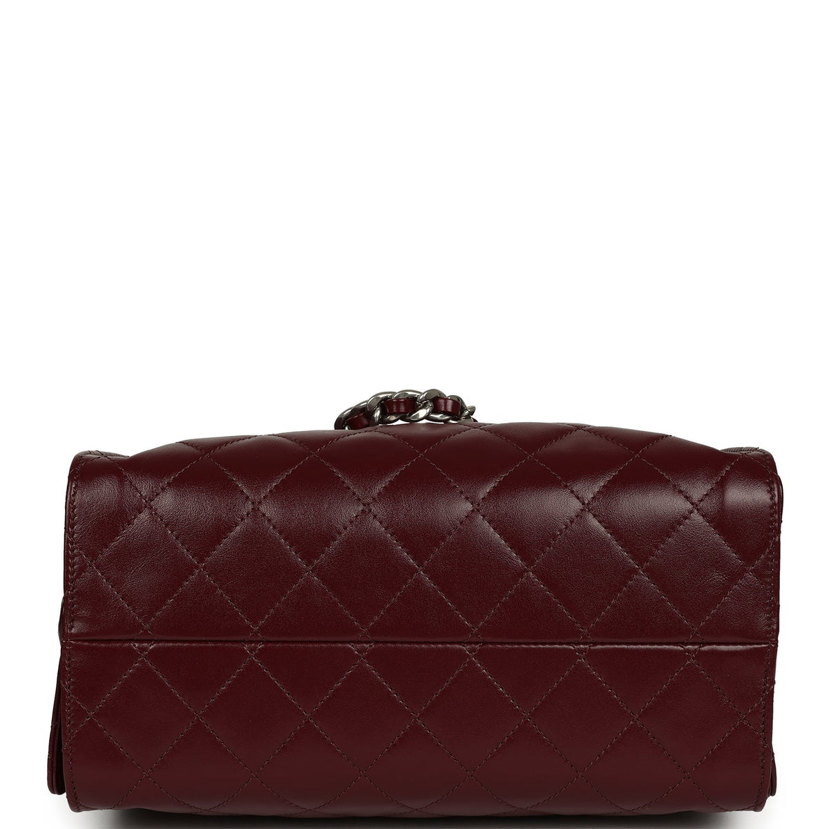 Chanel Small 25 Hobo Bag Dark Burgundy Shiny Lambskin Silver Hardware