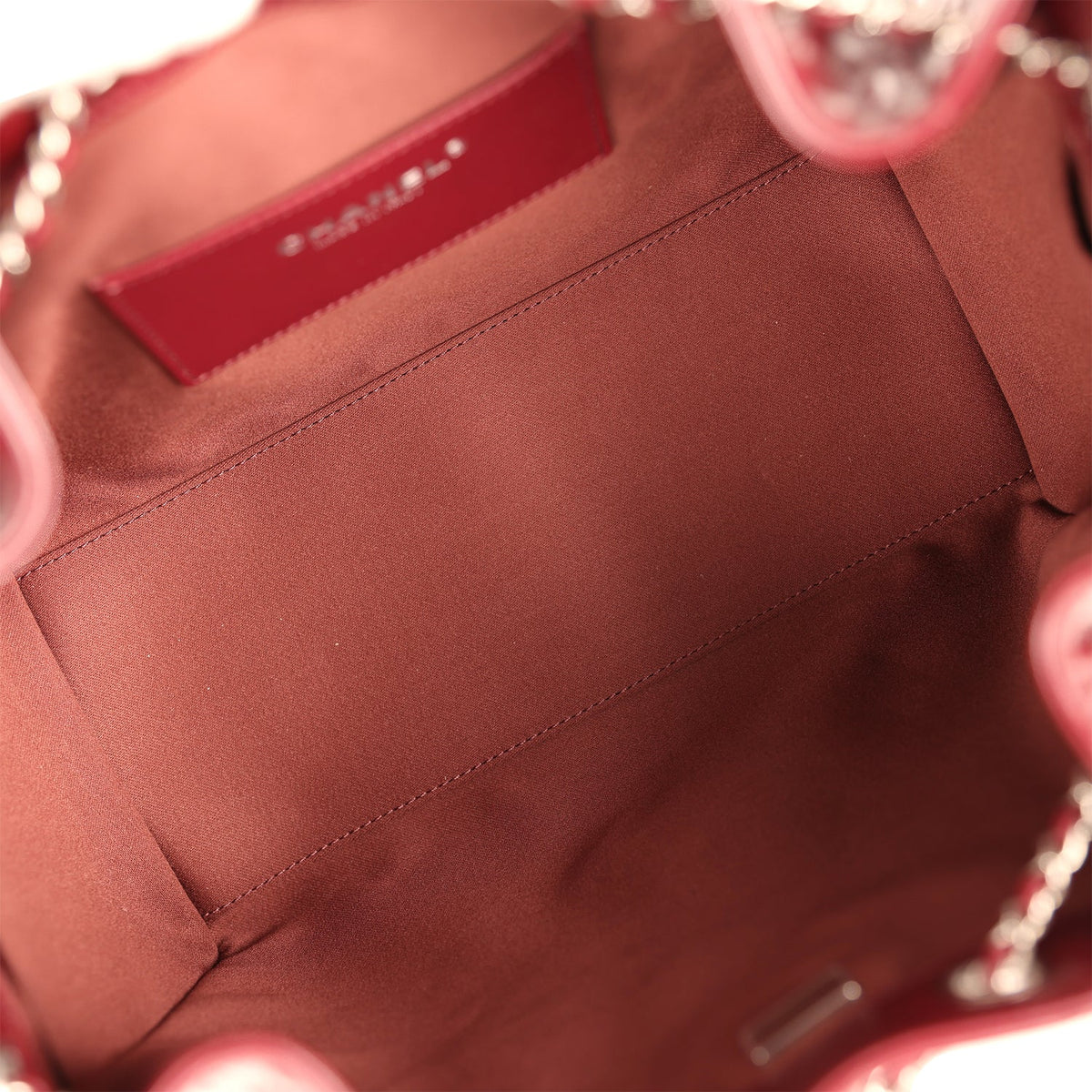 Chanel Small 25 Hobo Bag Dark Burgundy Shiny Lambskin Silver Hardware