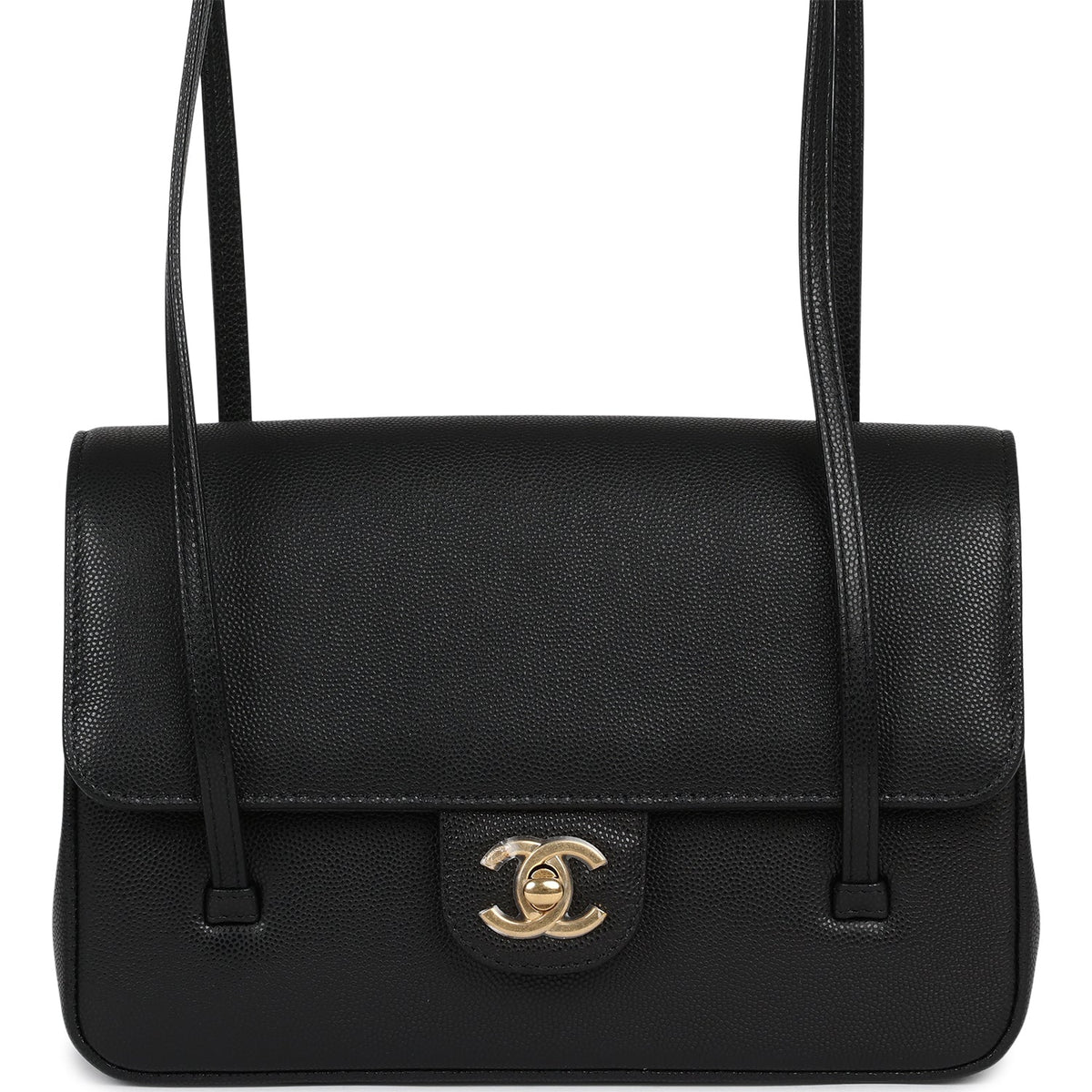 Chanel Small Preppy Coco Flap Bag Black Shiny Caviar Brushed Gold Hardware