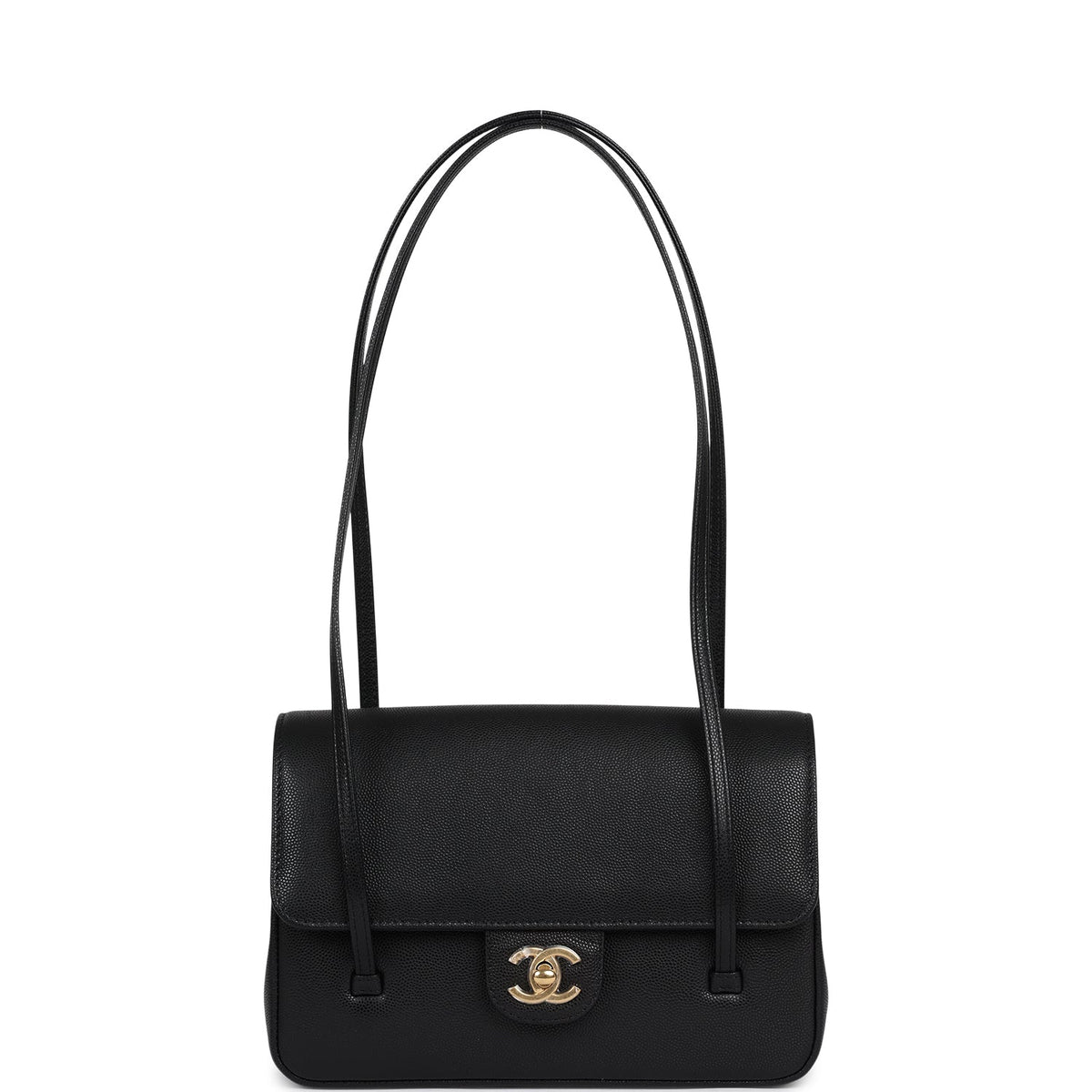Chanel Small Preppy Coco Flap Bag Black Shiny Caviar Brushed Gold Hardware