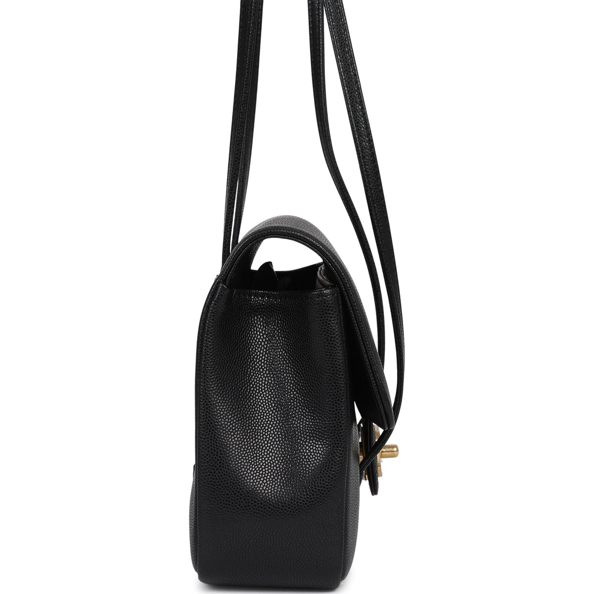 Chanel Small Preppy Coco Flap Bag Black Shiny Caviar Brushed Gold Hardware